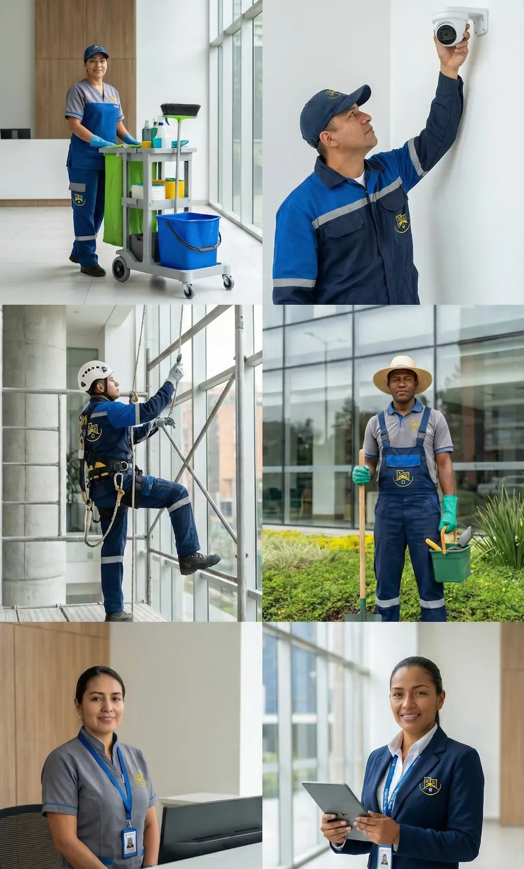 Equipo profesional de Servicios Integrales 360 planificando servicios de aseo y mantenimiento en Cali